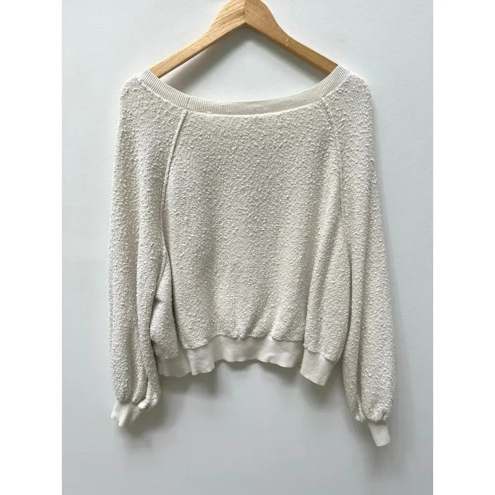 Free People Sweater Terry Cloth Popcorn Knit Long Sleeve Crewneck Pullover S